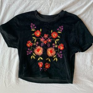Urban Outfitters Velvet Floral Croptop